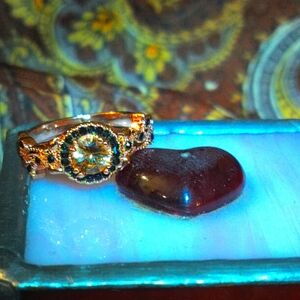 2 Black & Peach Fashion Rings-Rose Gold